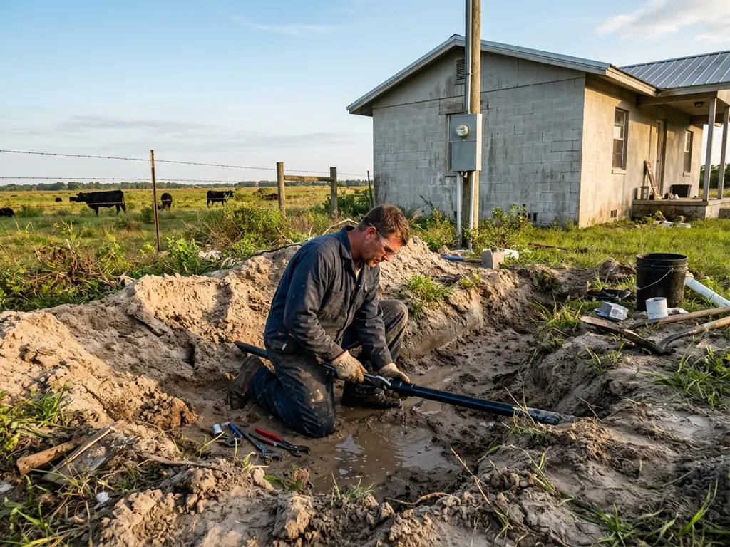 About Leak Repair Florida — main water line repair at a Florida Heartland home