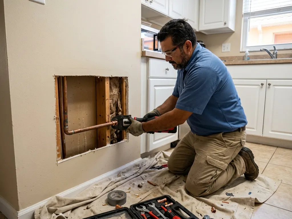 pipe leak repair inside a South Florida home