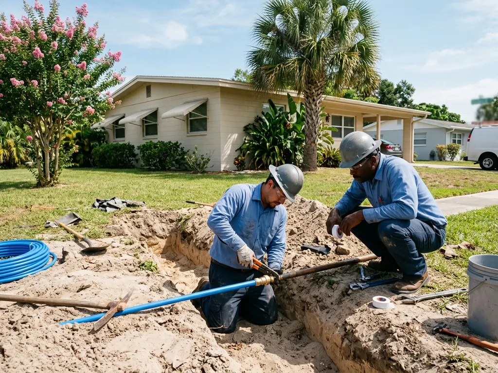 main water line repair at a Tampa Bay home
